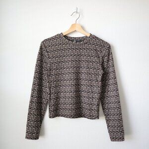 Zara Retro Geometric Long Sleeve Top | M